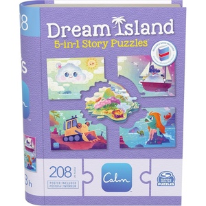 image:imageSpin Master Games Calm App Dream Island 5in1 Story Puzzles 208 Pieces Kids Puzzles Includes 30Day Calm Subscription for Relaxation Stress Relief for Ages 5 amp UpCalm 5in1 Story Puzzle