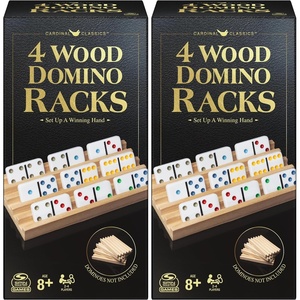 image:imageSpin Master Games Double 15 Dominoes Set in Storage Tin Classic Tile Game4 Wood Domino Organizers