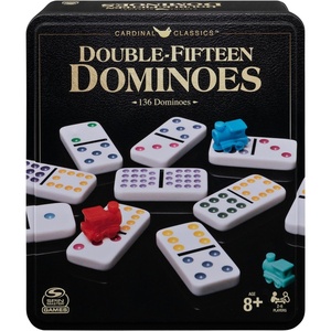 image:imageSpin Master Games Double 15 Dominoes Set in Storage Tin Classic Tile GameMulti Color