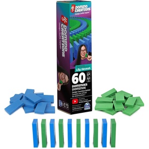 image:imageSpin Master Games H5 Domino Creations 60Piece Neon BlueGreen Set by Domino Artist Youtuber Lily Hevesh Classic Family Game for Adults and Kids Ages 5 and upRefill 60pc Blue  Green