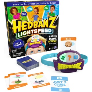 image:imageSpin Master Games Hedbanz Lightspeed with Lights amp Sounds Classic Hedbanz with an Electronic Twist 26 Players Kids Games Games for Family Night for Ages 6 amp Up